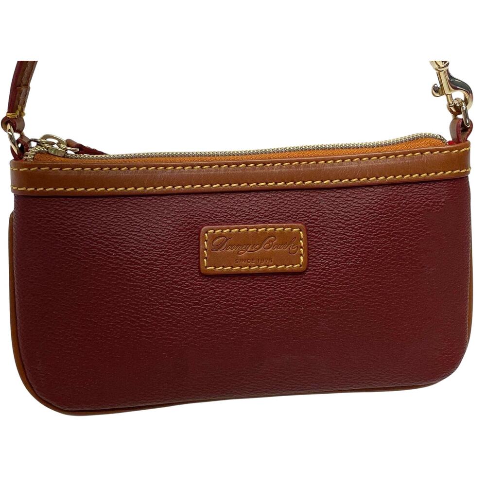 Dooney & Bourke Deep Red Textured Leather Zip Wristlet Handbag